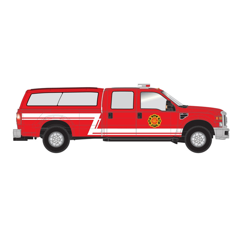 Ford F-350 Crew Cab Pickup Truck (Red Fire w/z-stripe & Cap) - 35000010 : HO
