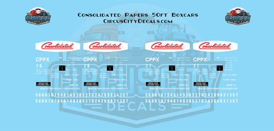 Consolidated Paper Boxcar Decals - CPPX8701 : HO