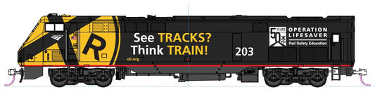 GE P42 Genesis Amtrak AMTK 203 (Operation Lifesaver 50th Anniversary, black, yellow) - 376119 : HO
