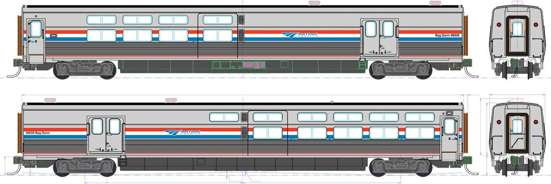 Viewliner II Baggage-Dormitory - Ready to Run -- Amtrak #69004 - 356241 : HO