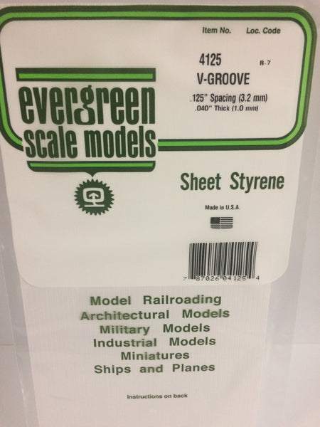.125" Opaque White Polystyrene V-Groove Siding Sheet - 4125