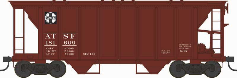 70-Ton 2-Bay Covered Hopper w/Closed Sides - Santa Fe-43239 : HO