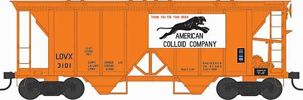 70-Ton 2-Bay Covered Hopper w/Open Sides - American Colloid Company-43241 : HO