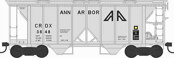 70-Ton 2-Bay Covered Hopper w/Open Sides - Ann Arbor 43244 : HO