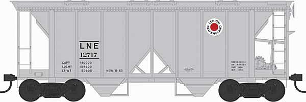 70 Ton 2-Bay Covered Hopper Lehigh & New England LNE 12717 - 43274 : HO