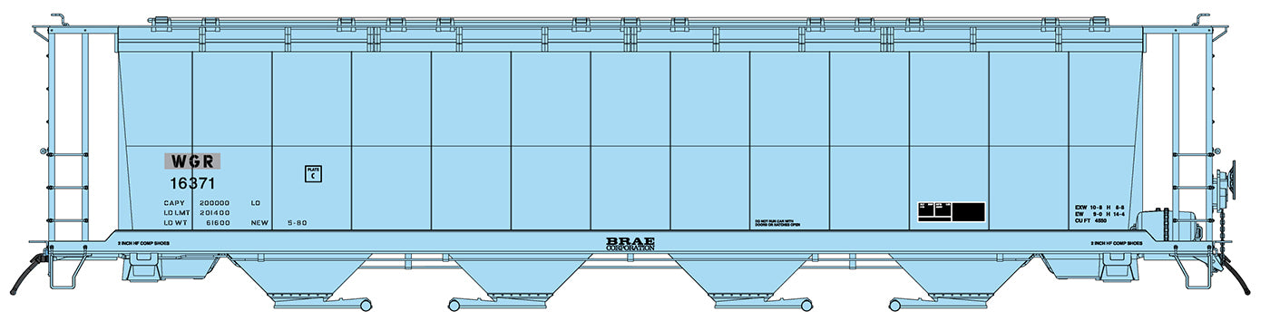 59 FT 4-Bay Cylindrical Covered Hopper WGR - 45140 : HO