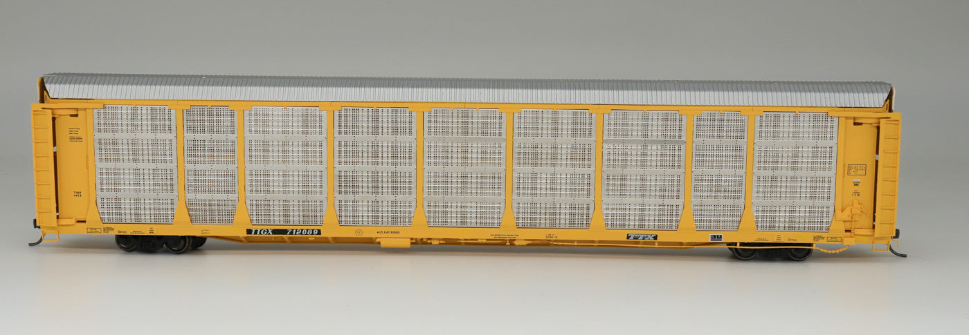 Bi-Level Auto Rack - TINX - Plain Yellow - TTGX Flat Car - 452113 : HO