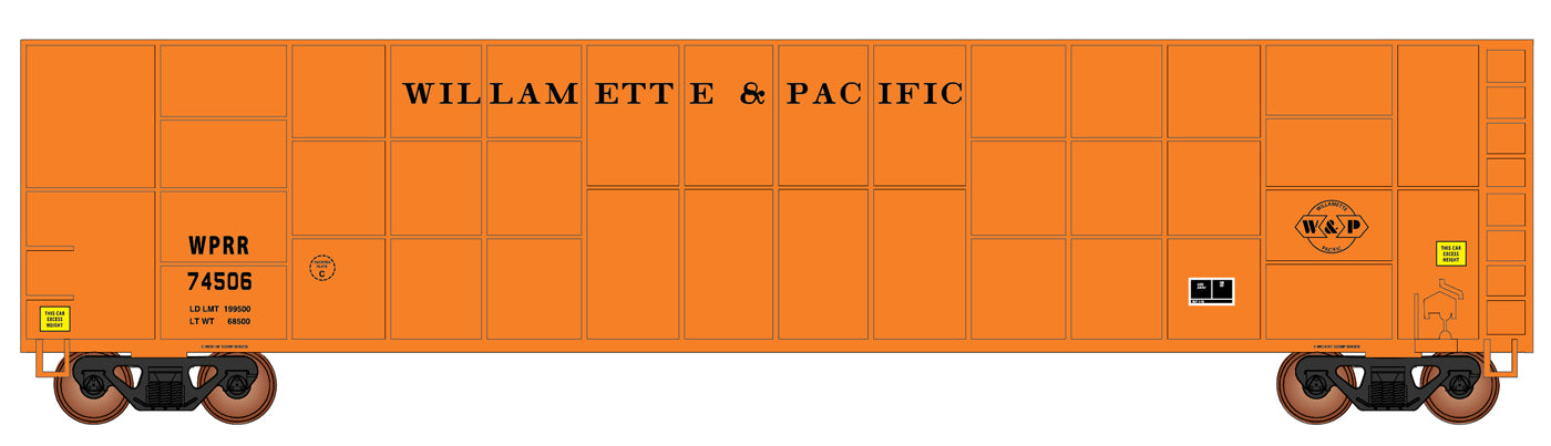 Gunderson-FMC 65' Exterior-Post Rotary Wood Chip Gondola Willamette & Pacific WPRR - 4524002 : HO