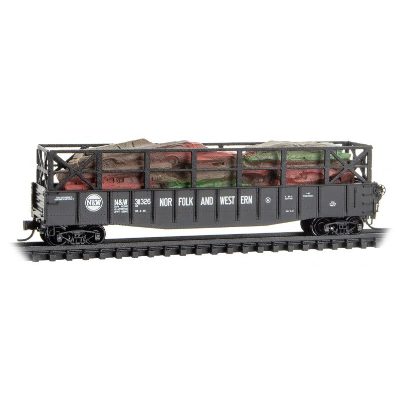 50 FT Gondola w/Fishbelly Sides Drop Ends Norfolk & Western N&W 311326 - 04600490 : N Scale