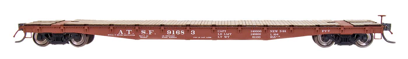 53 ft 6 Inch 70 Ton Flat Car Santa Fe ATSF Multiple Numbers - 48702 : HO