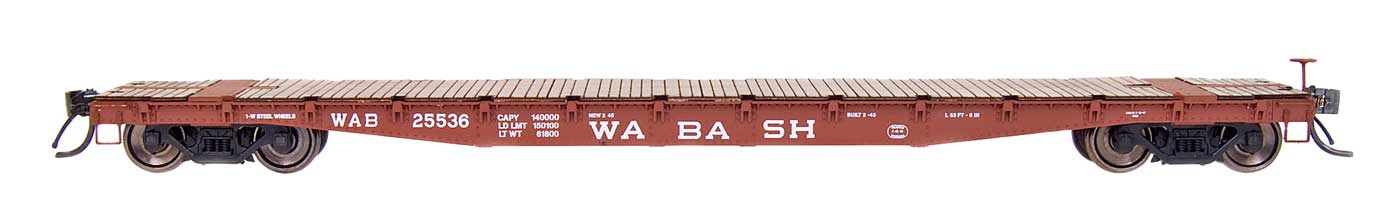 53 Ft 6 Inch 70 Ton Flat Car Wabash WAB Multiple Numbers - 48710 : HO