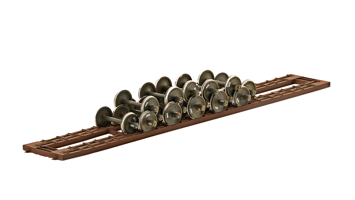 50 ft Wheel Rack with 16 Wheelsets, Mineral Brown - ZZ03026 : HO