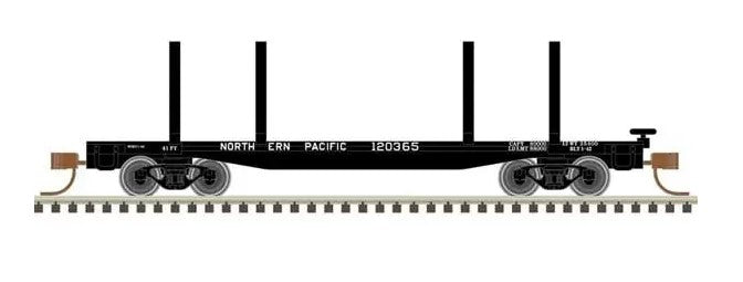 45' Logging Flatcar - Ready to Run - Master(R) -- Northern Pacific #120549 (black, white)  - 50006292