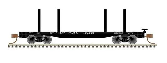 45' Logging Flatcar - Ready to Run - Master(R) -- Northern Pacific #120373 (black, white)  - 50006291