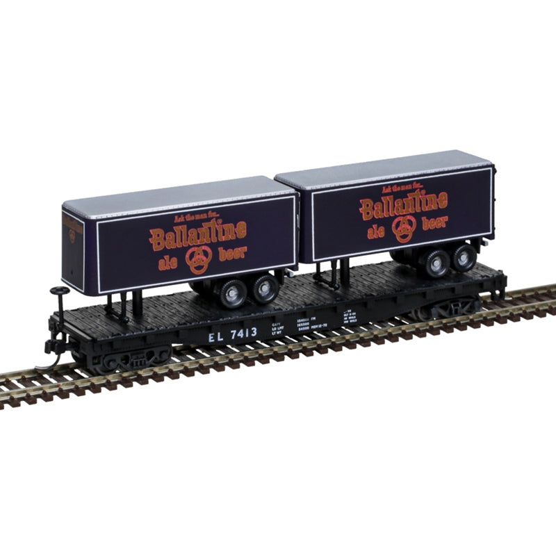 TRAINMAN 50' FLAT CAR W/2 TRAILERS BALLANTINE / EL #7394 - 50006503 : N