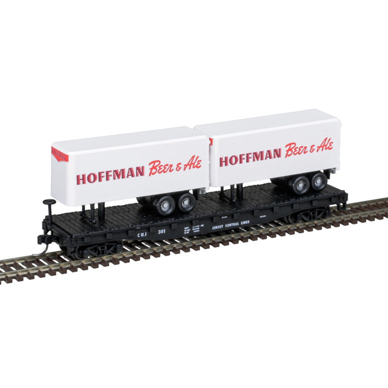 TRAINMAN 50' FLAT CAR W/2 TRAILERS HOFFMAN / CNJ #301 - 50006507 : N