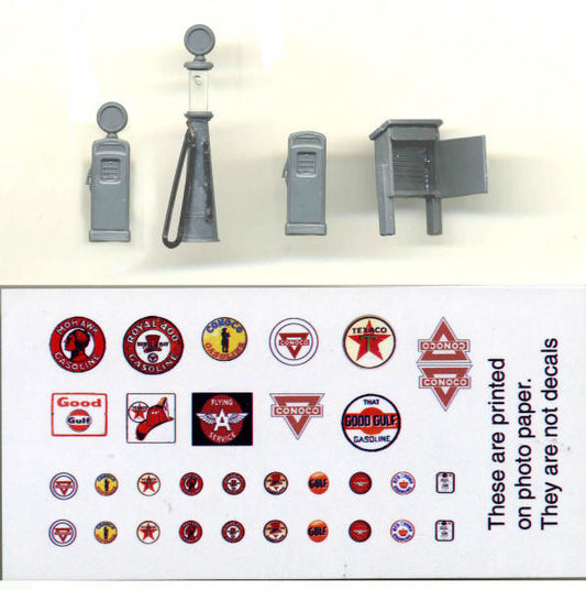 Gas Pump Set-3 Styles W/printed Gas Logo Sheet - 5314 : HO