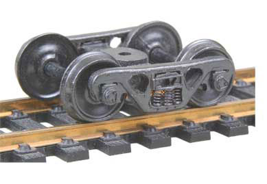 A.S.F. 100-Ton Roller Bearing Fully Sprung Self-Centering Metal Trucks w/Code 110 36" Smooth-Back RP-25 Wheels 1 Pair - 555 : HO