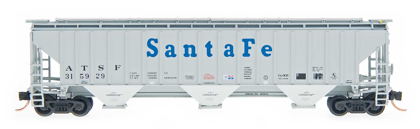 4750CF Rib-Sided 3-Bay Covered Hopper Santa Fe-65333 : N