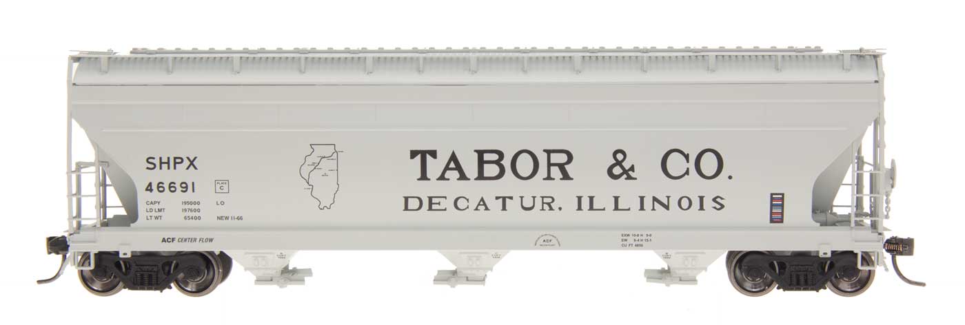 ACF 4650 Cubic Foot 3-Bay Covered Hopper - Tabor & Co. SHPX-67081 : N