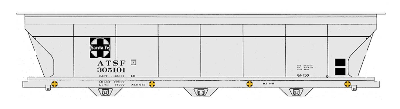 ACF 4650 Cubic Foot 3-Bay Covered Hopper - Santa Fe - 67086 : N