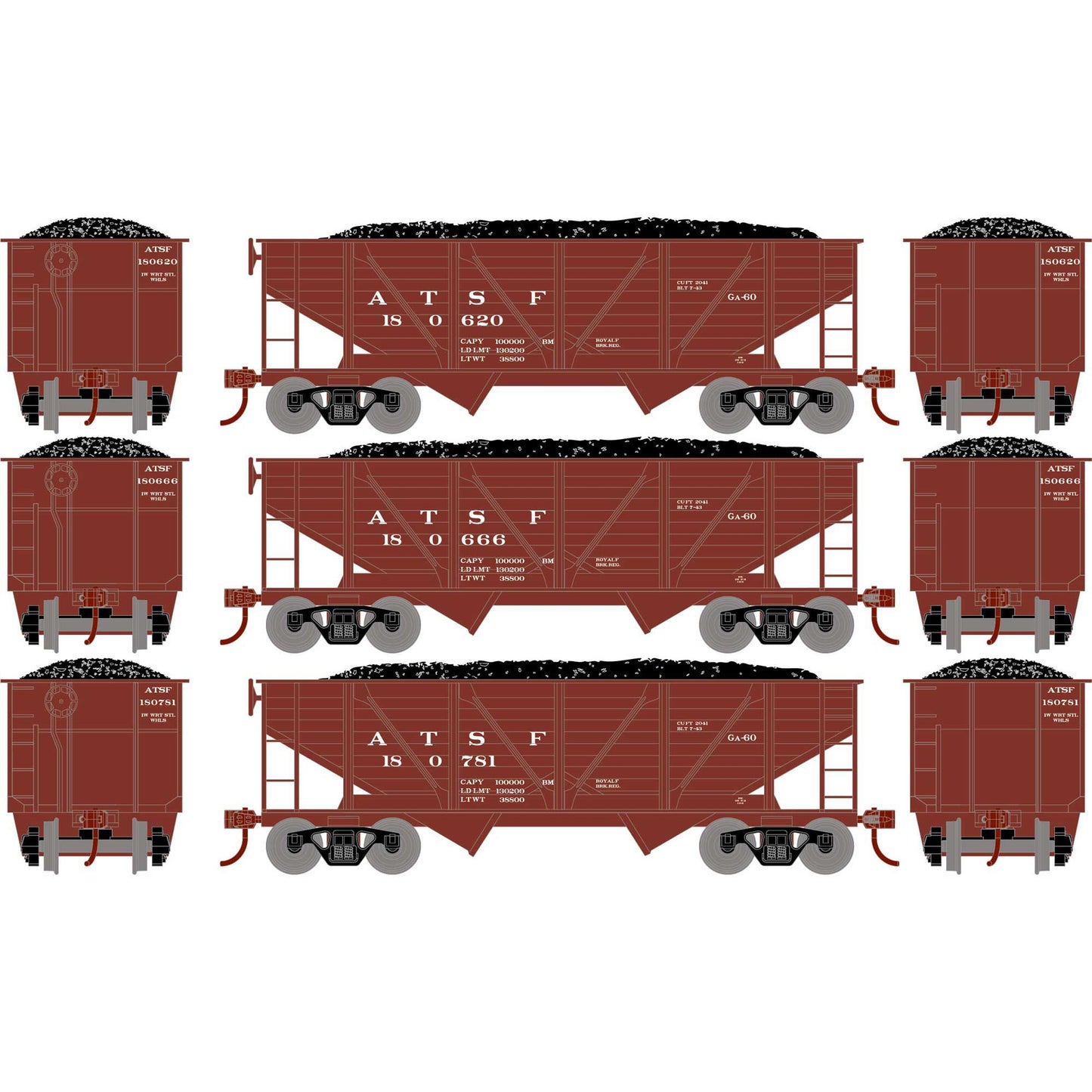 34' 2-Bay Composite Coal Hopper with Load, ATSF-70801 : HO