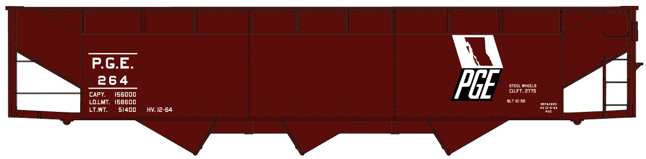 AAR 70-Ton Offset-Side Triple Hopper PGE - 7568 : HO