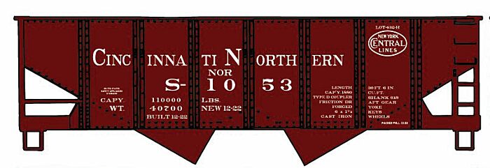 USRA 55-Ton 2-Bay Open Hopper - Cincinnati Northern (Kit)-81041 : HO