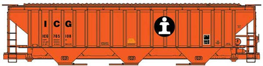 Pullman-Standard 4750 3-Bay Covered Hopper Illinois Central Gulf ICG 765108 - 81491 : HO