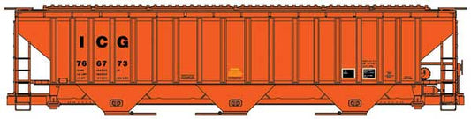 Pullman-Standard 4750 3-Bay Covered Hopper Illinois Central Gulf ICG 766773 - 81492 : HO