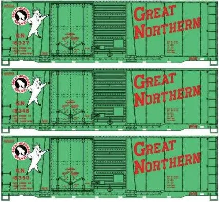 40' Combination Door Steel Boxcar 3-Pack - Kit -- Great Northern - 8170 : HO (Copy)