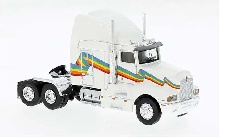 1984 Kenworth T600 Sleeper-Cab Tractor Only - Assembled -- White, Rainbow - 85932 : HO