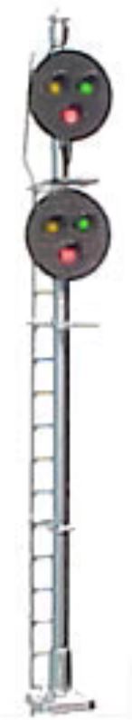 Double Head Three Light Target Signal w/Green, yellow and Red LEDs - H865 : HO