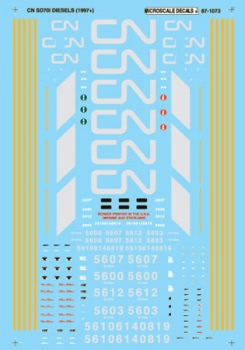 CN Sd701 Diesels 1997+ Decals - 871073 : HO