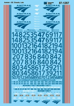 Amtrak Diesels - Late Scheme GE P40, P42, etc. Decals - 871267 : HO