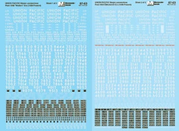 Union Pacific Steam Locomotives (1930+)-2 Sheets Steam Locomotive - 8763 : HO
