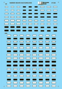 GE & EMD Diesel Number Board Backgrounds - Black and White Decals - 87904 : HO