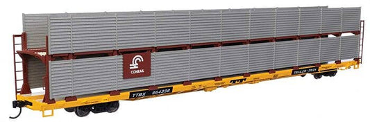 89' Flatcar w/Bi-Level Shielded Auto Rack - Conrail #964338- 8110 : HO