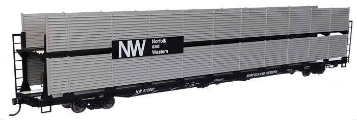 89' Flatcar w/Bi-Level Shielded Auto Rack - N&W #412007 - 8121 : HO