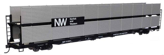 89' Flatcar w/Bi-Level Shielded Auto Rack - N&W #412007 - 8121 : HO