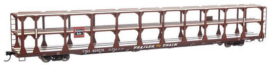 89' Flatcar w/Tri-Level Open Auto Rack - Chicago, Burlington & Quincy Rack Trailer-Train Flatcar TTKX 905070 - 8201 : HO