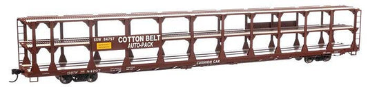 89' Flatcar w/Tri-Level Open Auto Rack-Southern Pacific Rack St. Louis Southwestern Flatcar 84785-8221 : HO