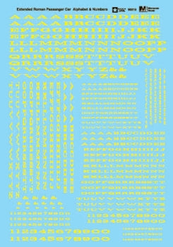 Railroad Roman - Extended Letters and Numbers Yellow Decals - 90016 : HO