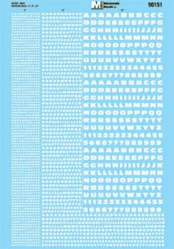 Alphabet and Numbres Extended Bold Gothic - White Decals - 90151 : HO