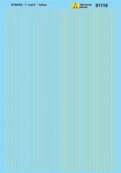 Striping 1" and 2" Widths Yellow Decals - 91116 : HO