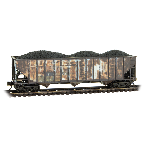 100-Ton 3-Bay Open Hopper, Rib Sides, w/ Coal Load Wheeling & Lake Erie Weathered 2-Pack - 983105112 : N