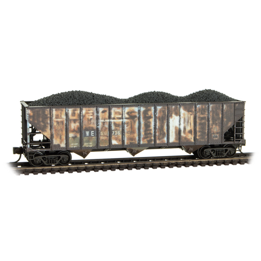 100-Ton 3-Bay Open Hopper, Rib Sides, w/ Coal Load Wheeling & Lake Erie Weathered 2-Pack - 983105112 : N