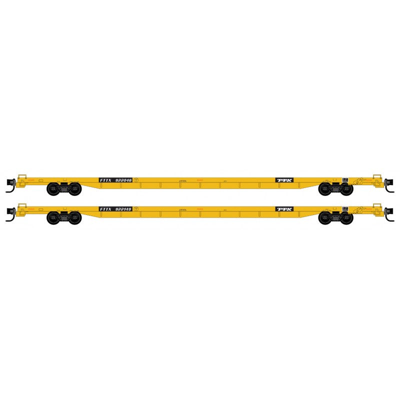 89 Ft Flatcar Trailer-Train FTTX 922046, 922149 (2-Pack) - 99302205 : N