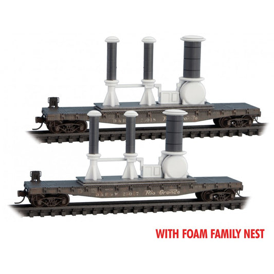 50' Denver & Rio Grande Western weathered flatcar with power plant load (2-pack) - 99302232 : N