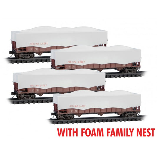 100-Ton 3-Bay Ribside Open Hopper w/Tarp Cover (4-Pack) - Soo Line - 99302239 : N